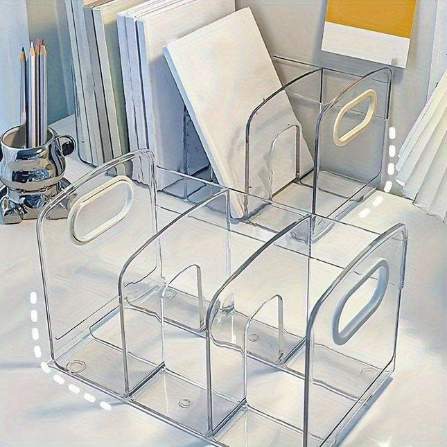 Clear Acrylic Desk Organizer: Chic Storage Solution for Documents & Books in Your Office