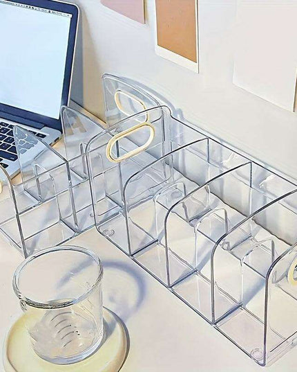 Clear Acrylic Desk Organizer: Chic Storage Solution for Documents & Books in Your Office