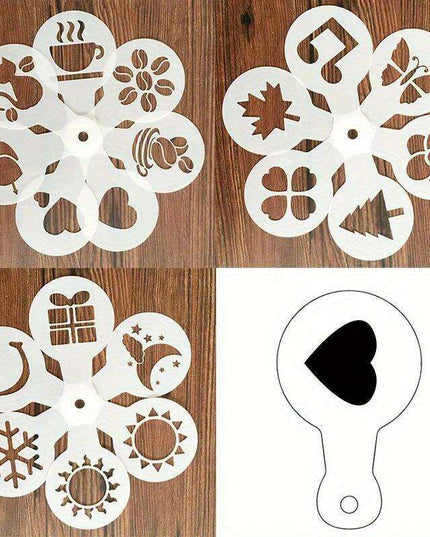 19-Piece Latte Art and Cake Decoration Stencil Set