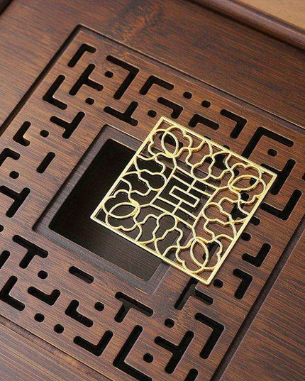 Artisan-crafted Bamboo Kung Fu Tea Tray Set with Built-in Water Management - Stunningly Carved for Authentic Tea Ceremony Experience