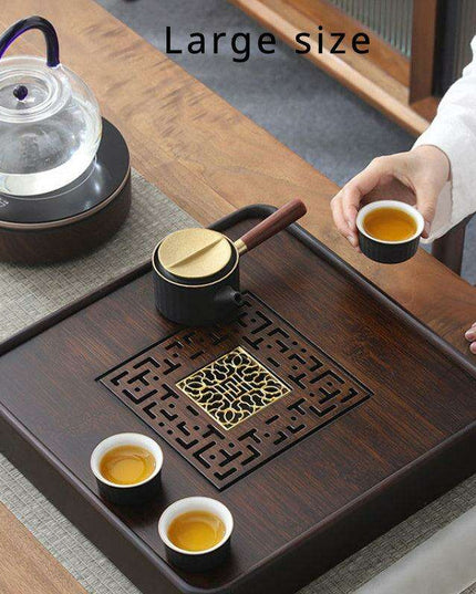 Artisan-crafted Bamboo Kung Fu Tea Tray Set with Built-in Water Management - Stunningly Carved for Authentic Tea Ceremony Experience