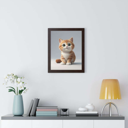 Sustainable Chic Cat Art Framed Print for Eco-Friendly Home Decor