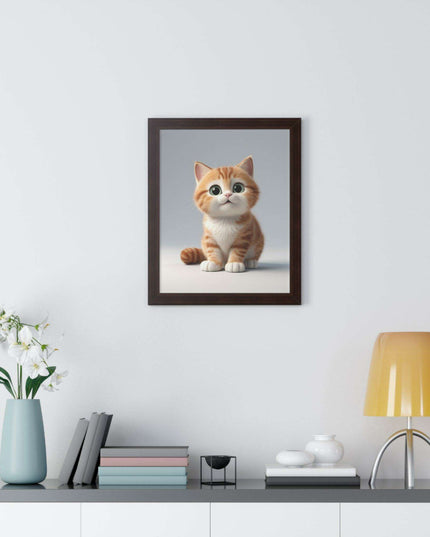 Sustainable Chic Cat Art Framed Print for Eco-Friendly Home Decor