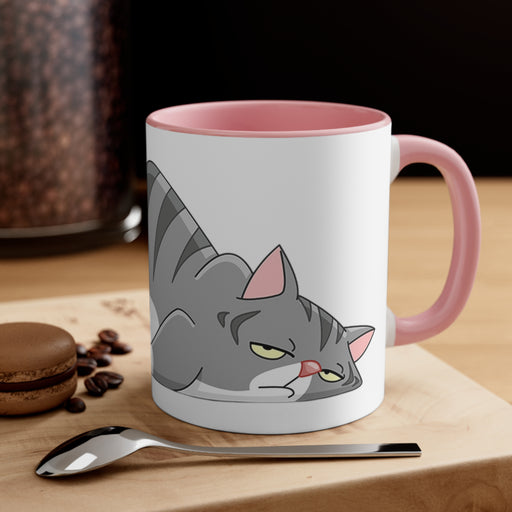 Colorful Feline Accent Ceramic Mug - Personalized Dual-Tone 11oz Creation