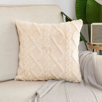 Shearing Groove Artificial Plush Cushion Cover