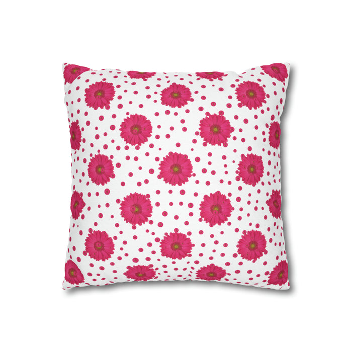 Pink Daisy Meadow Decor Pillowcase - Luxurious Floral Microfiber Accent Pillow