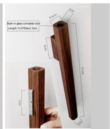 Japanese Style Wall Hanging Wooden Vase Hydroponic Flower Arrangements