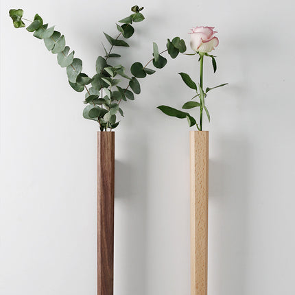 Japanese Style Wall Hanging Wooden Vase Hydroponic Flower Arrangements