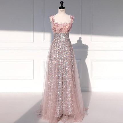 Peekaboo Studio Sequined Flower Wedding Dress with Elegant Design & Sl