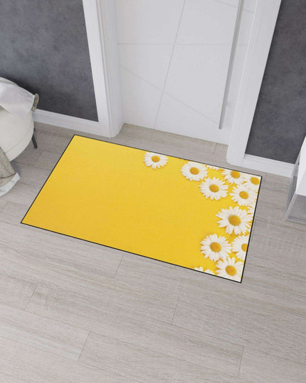 Chic Chamomile Personalized Area Rug with Modern Black Edging and Vibrant Designs