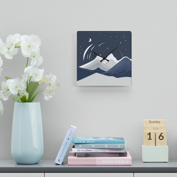 Elite Mountain Landscape Acrylic Wall Clocks - Modern Shapes, Various Sizes | Bright Designs, Easy Installation