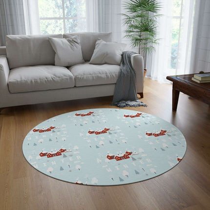 Luxurious 60" Chenille Holiday Round Rug - Enchanting Winter Wonderland Style