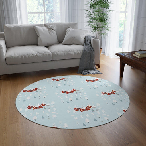Maison d'Elite Christmas Winter Holiday Round Rug with Chenille Texture - 60 Diameter