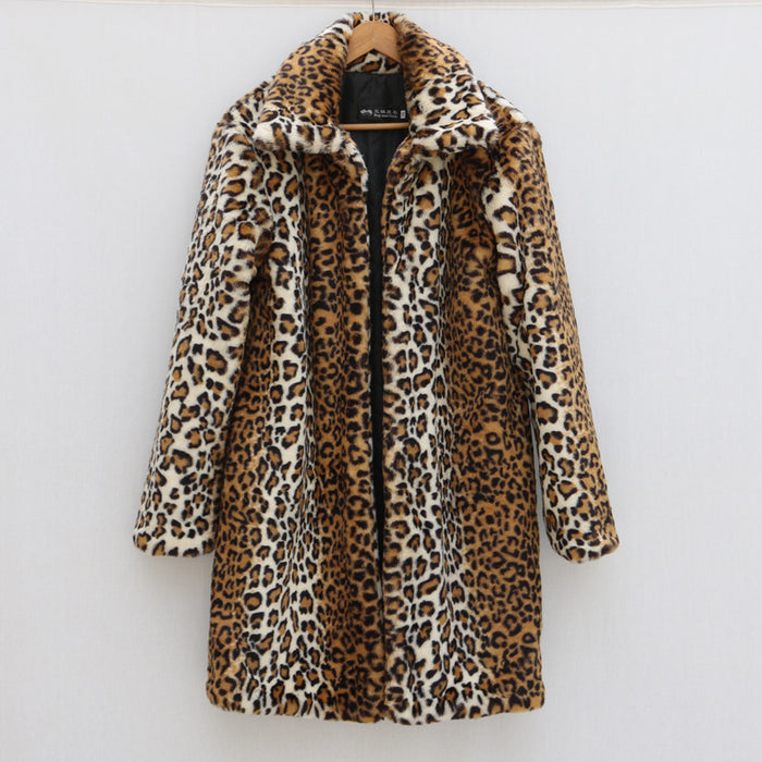 Leopard Print Men's Faux Fur Street Coat - Urban Fashion Statement