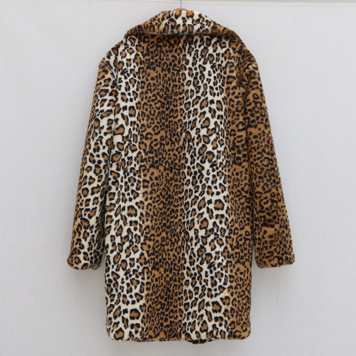 Leopard Print Men's Faux Fur Street Coat - Urban Fashion Statement