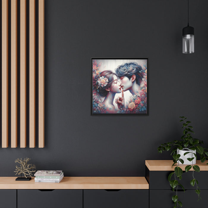 Elegant Valentine Canvas Art in Matte Black Pinewood Frame