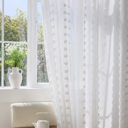 Peekaboo Studio Romantic Snow Velvet Yarn Luxury White Mesh Curtains