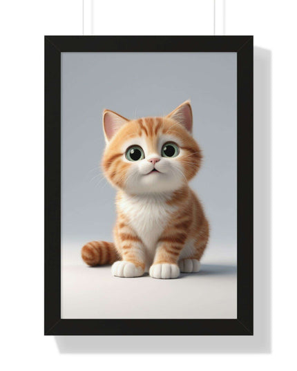 Sustainable Chic Cat Art Framed Print for Eco-Friendly Home Decor