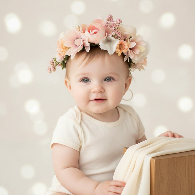 Peekaboo Studio Seaside Flower Girl Wreath - Floral Design & Adjustabl