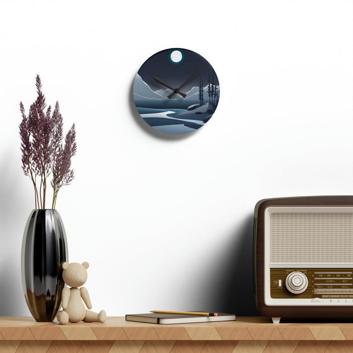 Mountain Landscape Acrylic Wall Clocks - Vibrant Designs in Round and Square Shapes, Multiple Sizes