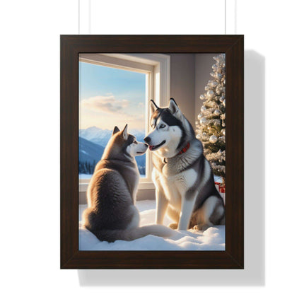 Sustainable Holiday Husky Vertical Wall Art Print