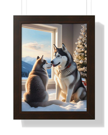 Sustainable Holiday Husky Vertical Wall Art Print