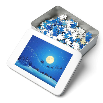 Customizable Family Jigsaw Puzzle Set in Stylish Metal Tin - Made in the USA for Quality Time