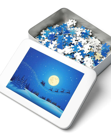Customizable Family Jigsaw Puzzle Set in Stylish Metal Tin - Made in the USA for Quality Time
