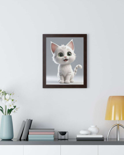Elegant Feline Vertical Art Poster - Eco-Friendly Framed Design