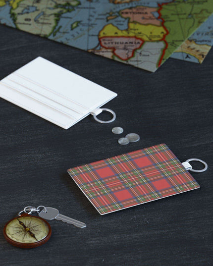Vibrant Plaid Vegan Leather Card Holder