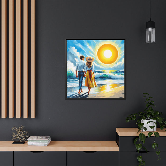 Tranquil Shoreline - Sustainable Canvas Art with Pinewood Frame
