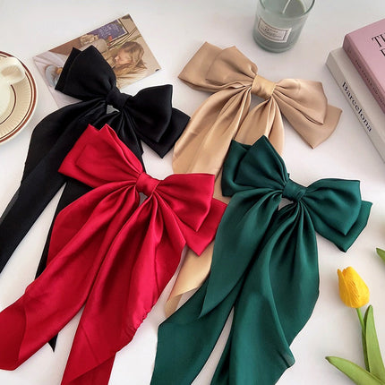 Korean Satin Ribbon Bow Hair Clip – 4 Colours