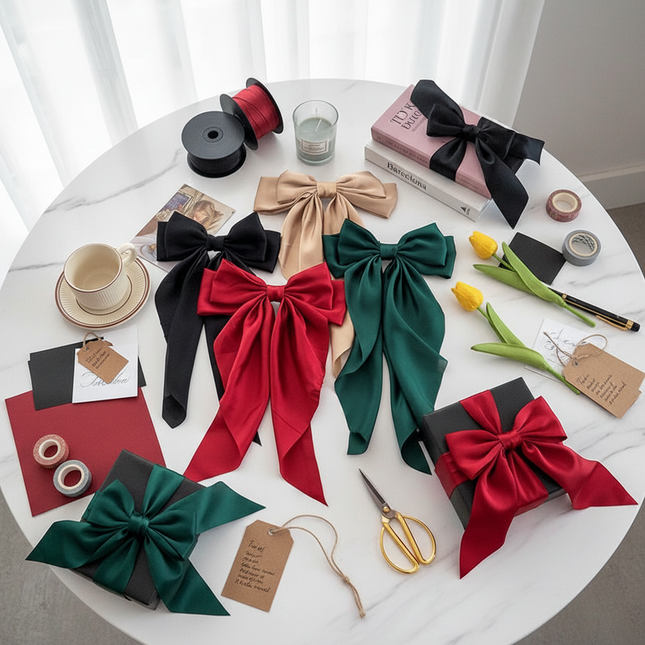 Korean Satin Ribbon Bow Hair Clip – 4 Colours