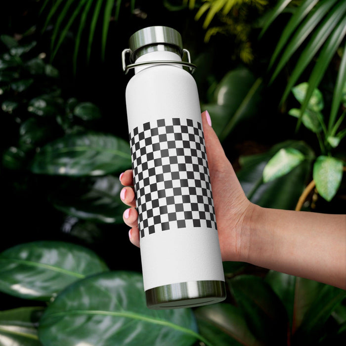 22 Oz Stainless Steel Vacuum Insulated Water Bottle with Wide Mouth - Checked Design