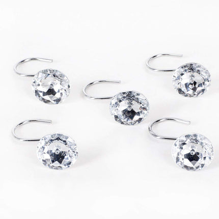 Rhinestone Shower Curtain Hooks – Acrylic, Set of 12