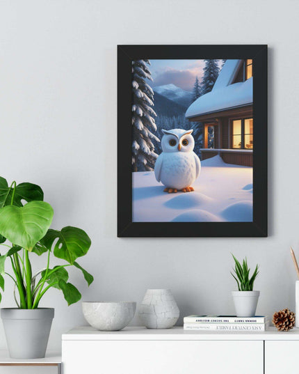 Charming Sustainable Owl Framed Art Print - Maison d'Elite Vertical Poster