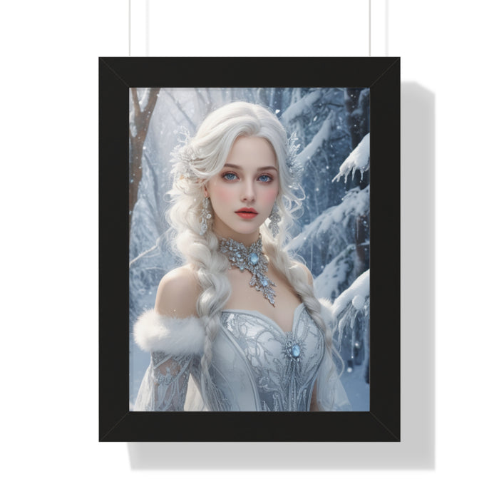 Winter Puppy Framed Vertical Poster for Gaming Enthusiasts