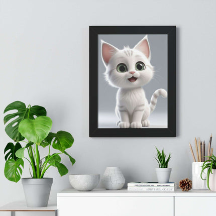 Elegant Feline Vertical Art Poster - Eco-Friendly Framed Design