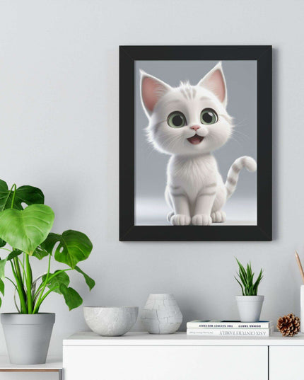 Elegant Feline Vertical Art Poster - Eco-Friendly Framed Design