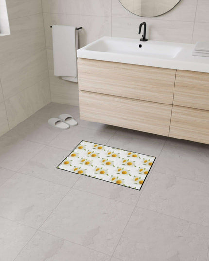 Opulent Chamomile Area Rug with Stylish Black Trim