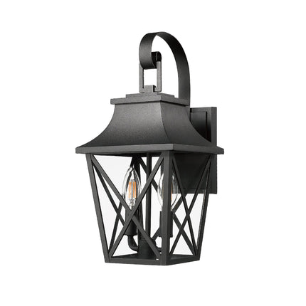 Room & Decor Black Outdoor Wall Lantern, Waterproof 2-Light Fixture