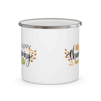 Customizable Adventure-Ready Thanksgiving Enamel Camping Mug - Sturdy and Stylish