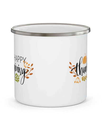 Customizable Adventure-Ready Thanksgiving Enamel Camping Mug - Sturdy and Stylish