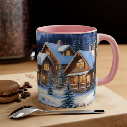 Colorful Holiday Cheer Ceramic Coffee Mug - 11oz Two-Tone Design