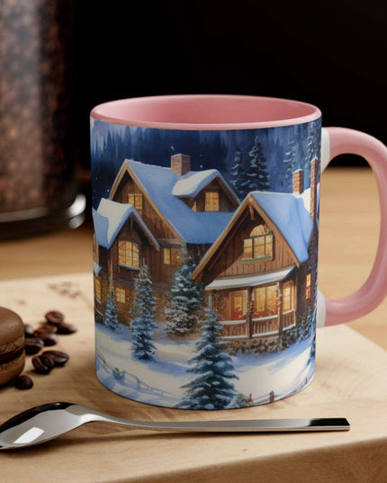 Colorful Holiday Cheer Ceramic Coffee Mug - 11oz Two-Tone Design