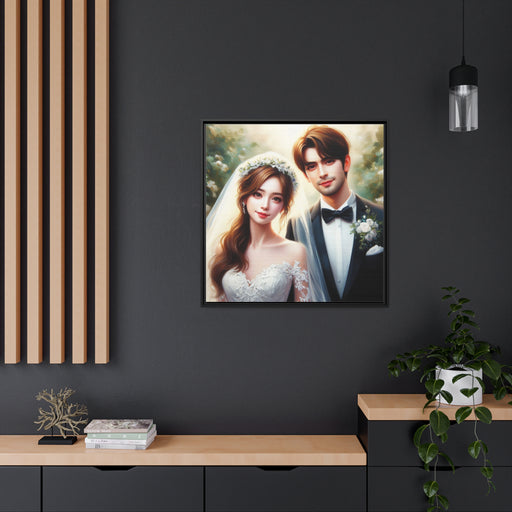 Elegant Love Birds Matte Canvas Wall Art with Black Pinewood Frame - Sustainable Choice