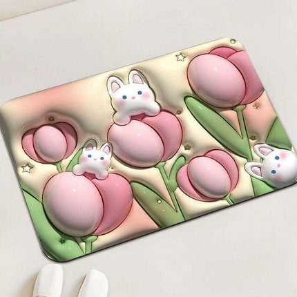 Elegant 3D Floral Design Quick-Dry Bath Mat