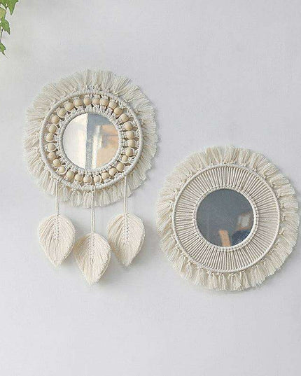 Bohemian Bliss: Artisan Cotton Tapestry with Wooden Bead Accents