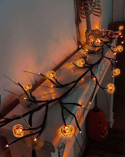 Halloween LED Willow Vine String Light Cool Cartoon Bat Pumpkin Decoration For Indoor Outdoor Party House Decor