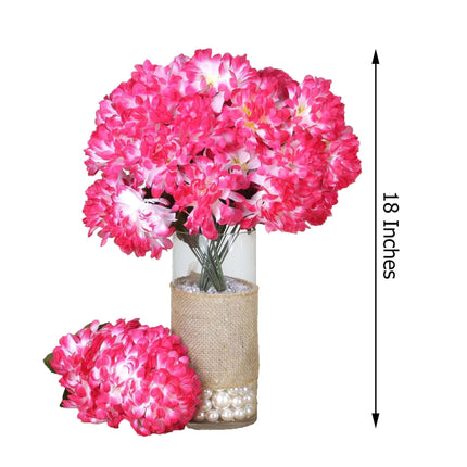 AliKopy 4 Fuchsia Artificial Silk Chrysanthemums - 56 Faux Flowers, Re